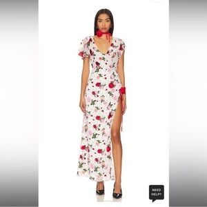 For Love and Lemons Floral Rose Pattern Maxi Dress XXS